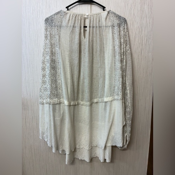 Free People Embroidered Cream Brown Dreams Tunic Blouse Small - Picture 3 of 11
